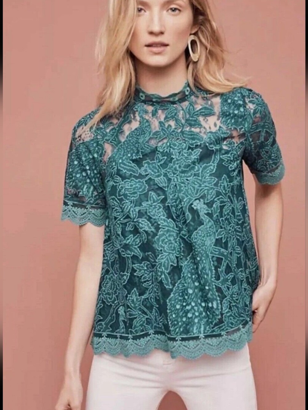 Anthro HD In Paris Lace High Neck Top